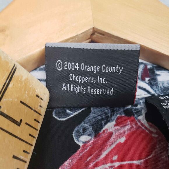 2004 Orange County Choppers AOP Shirt Mens XL Black Button Up All Over Print - Picture 4 of 6